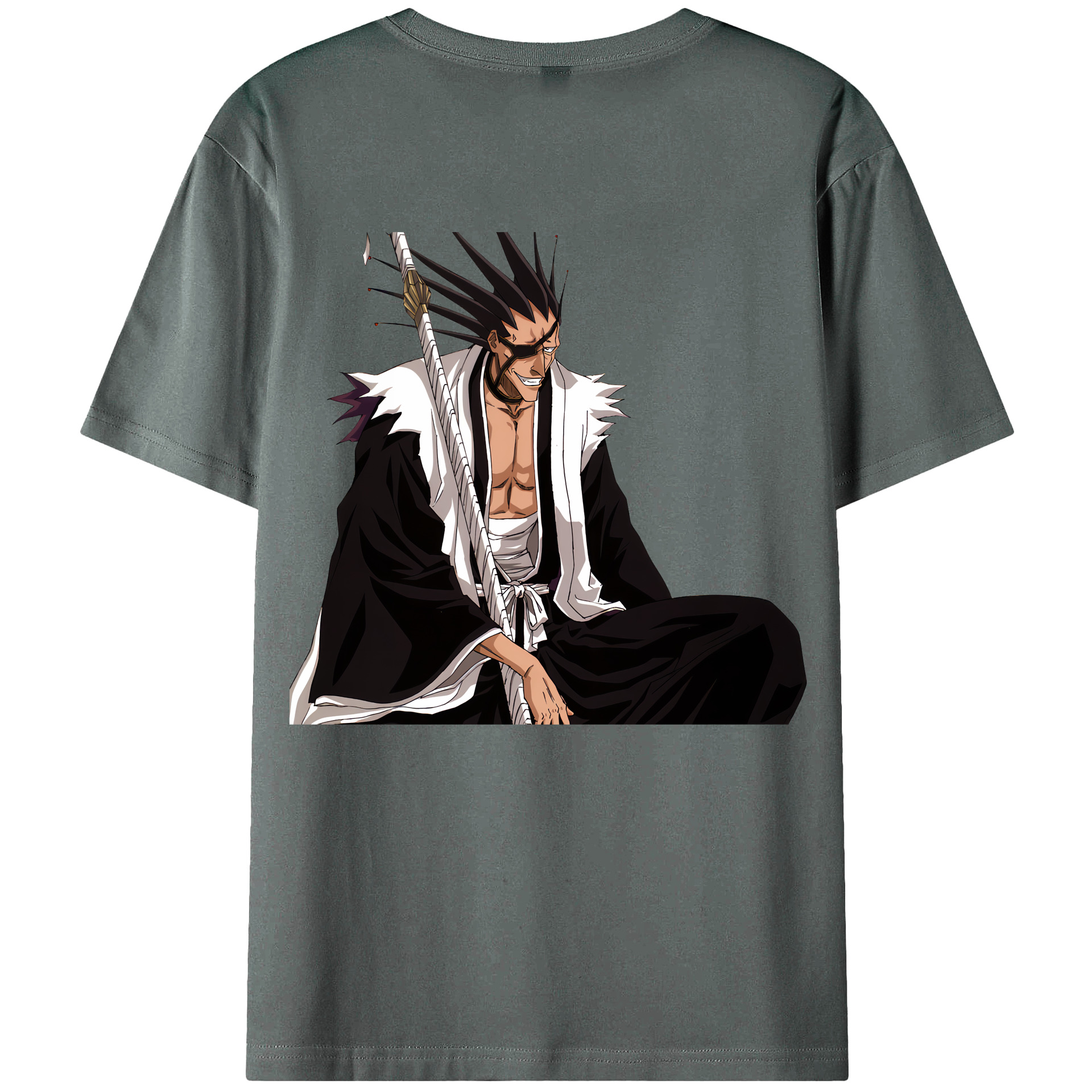 （画像用） ブリーチ ざらき けんぱち BLEACH Zaraki Kenpachi 綿100％ メンズ半袖Tシャツ（バックプリント） 通気性